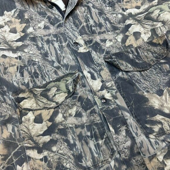 Vintage Deer River Bomber Jacket Mens XL Camo Made In USA Treebark - Picture 2 of 6